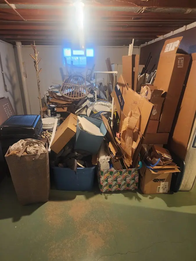 Roll-off dumpster container at job site for 4 Yard Dumpster Rental in Greencastle